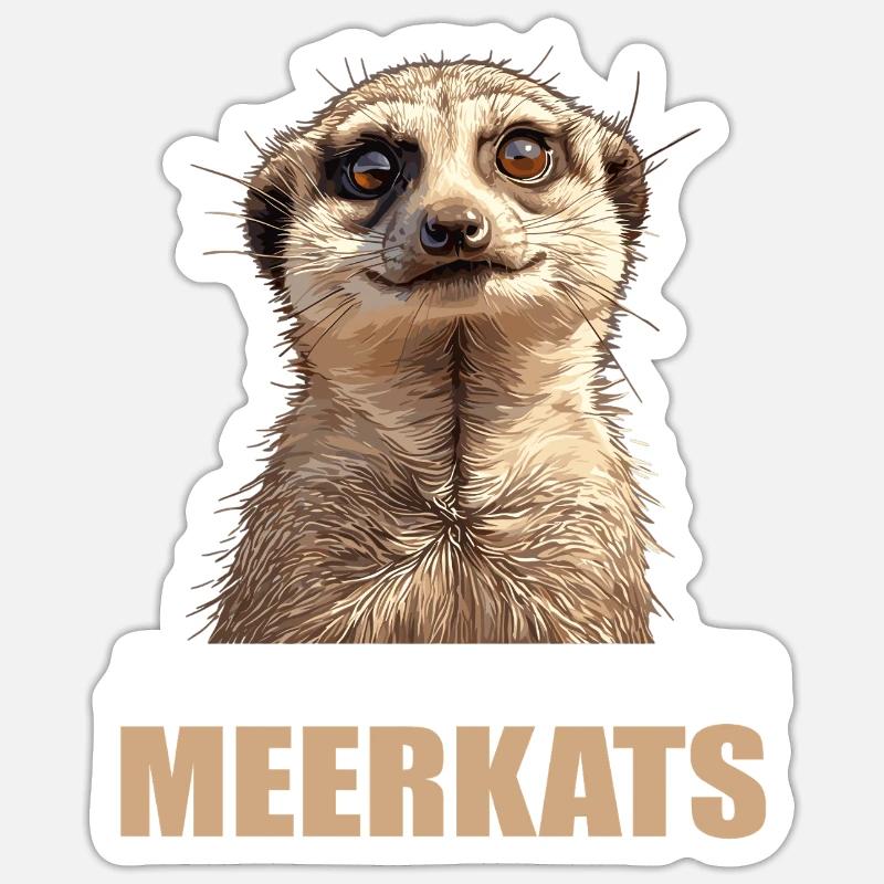 Suricate Erdmännchen - Sticker taille S (10 x 10 cm) - blanc mat