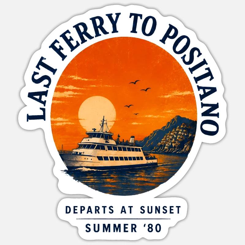 Côte Positano Méditerranée - Sticker taille S (10 x 10 cm) - blanc mat