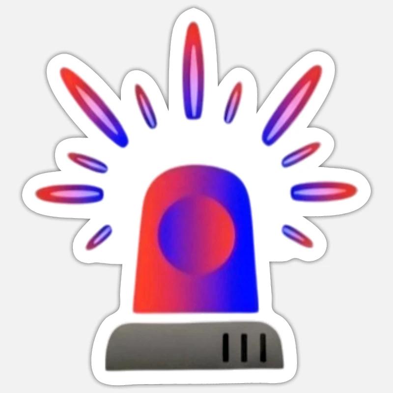Lumière d’alerte de sirène rouge-bleue - Sticker taille S (10 x 10 cm) - blanc mat