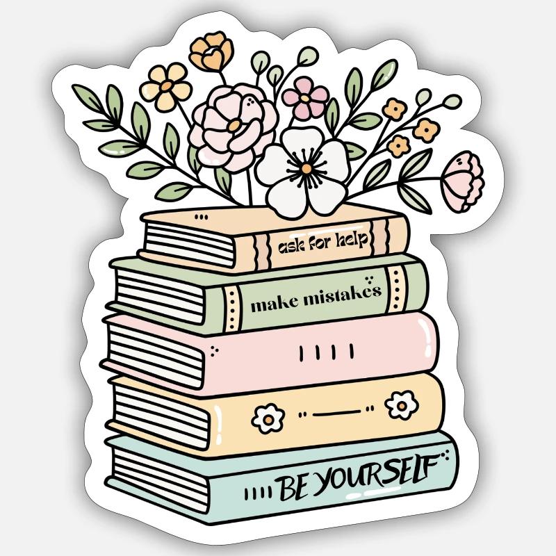 Be Yourself Book Stack Motivation - Sticker size S (10 x 10 cm) - white matte