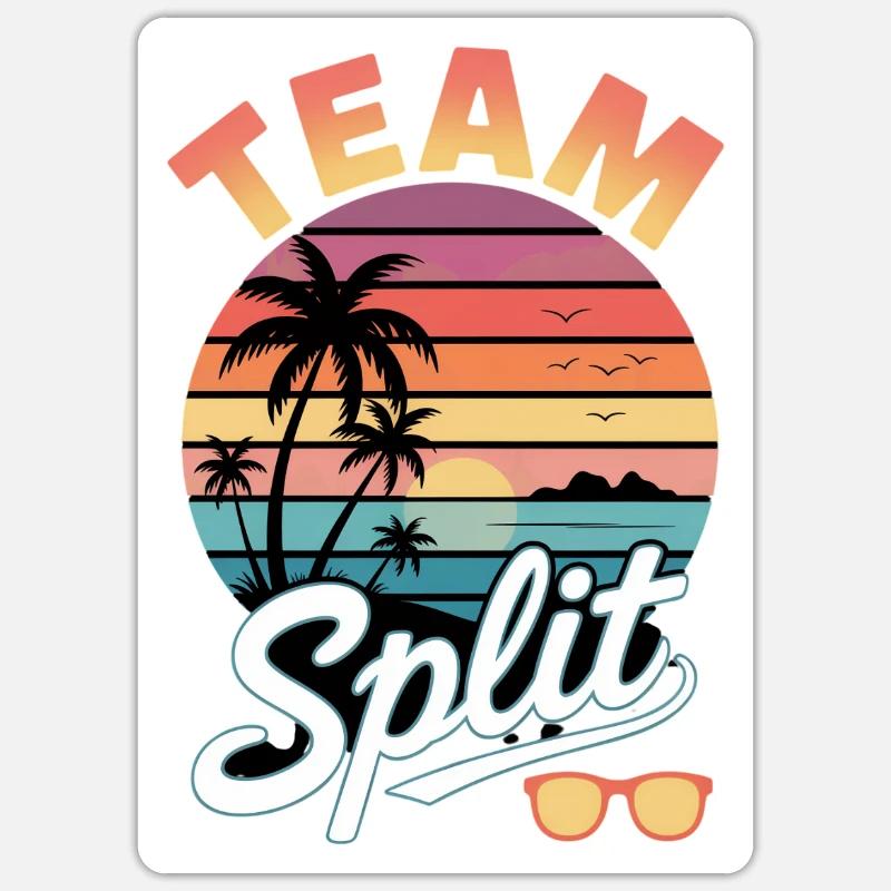 Team Split Sunset Tropics - Sticker size S (10 x 10 cm) - white matte