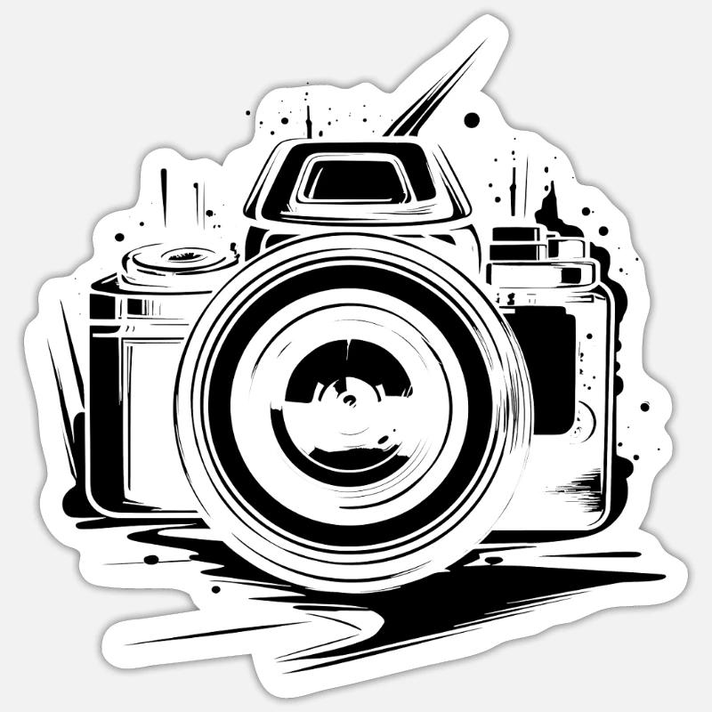 Caméra - Sticker taille S (10 x 10 cm) - blanc mat