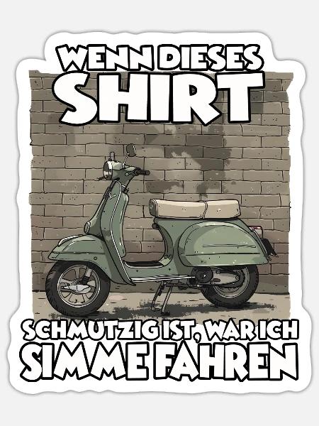 Nostalgie Simson T– Zweitakt-Liebe für Simson-Besi - Sticker Größe S (10 x 10 cm) - Mattweiß