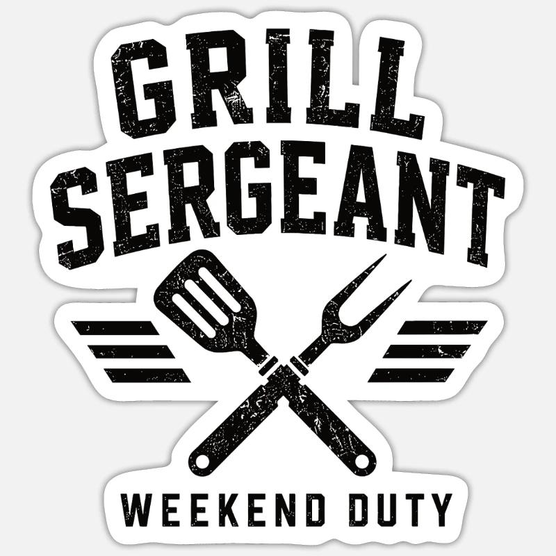 Grill Sergeant BBQ Shirt - Sticker size S (10 x 10 cm) - white matte