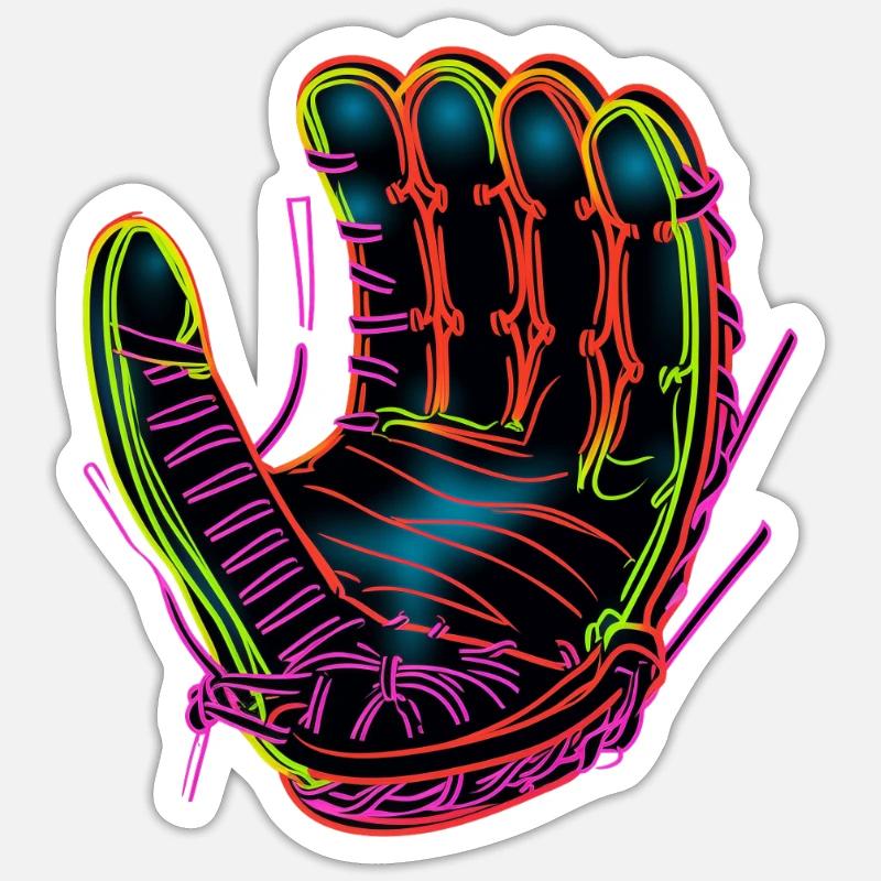 Gant de baseball Synthwave - Sticker taille S (10 x 10 cm) - blanc mat