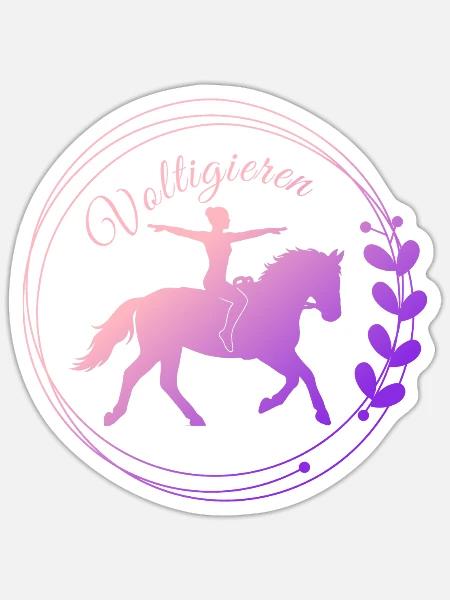 Voltigieren Grundsitz – Geschenk für Voltigierer - Sticker Größe S (10 x 10 cm) - Mattweiß