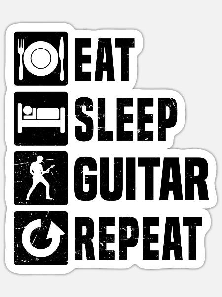 Geschenkidee für einen Guitar-Player mit E-Gitarre - Sticker Größe S (10 x 10 cm) - Mattweiß