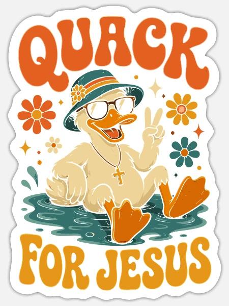 Quack für Jesus bunte Strandente - Sticker Größe S (10 x 10 cm) - Mattweiß