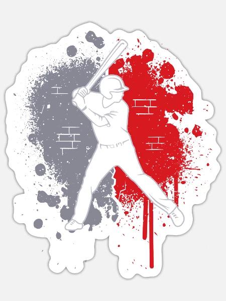Baseball Baseballer Farbklecks Baseballspieler - Sticker Größe S (10 x 10 cm) - Mattweiß