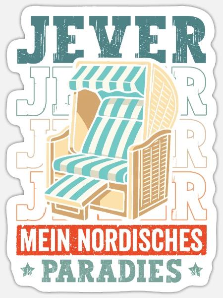 Nordisches Strandkorb Paradies - Sticker Größe S (10 x 10 cm) - Mattweiß