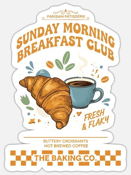 Frühstück Lustiger Brunch Kaffee Speckliebhaber - Sticker Größe S (10 x 10 cm) - Mattweiß