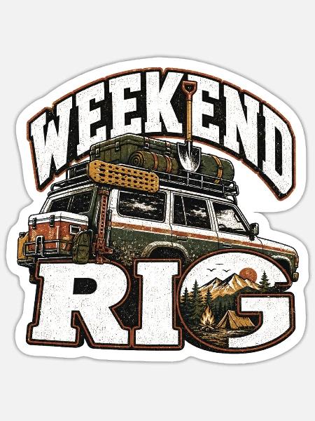Weekend Rig Overlanding Dachzelt Offroad 4x4 Camp - Sticker Größe S (10 x 10 cm) - Mattweiß
