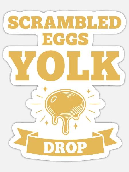 Frühstück Rührei Eigelb Lustiger Brunch - Sticker Größe S (10 x 10 cm) - Mattweiß
