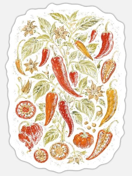 Chili Grower Chilis Anbauen - Sticker Größe S (10 x 10 cm) - Mattweiß