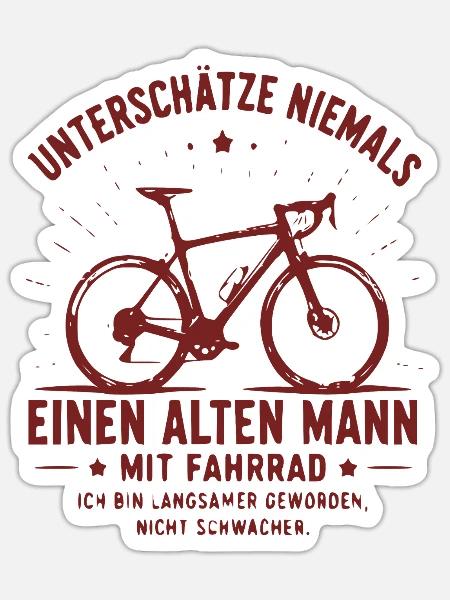 Unterschätze nie alten Mann mit Fahrrad - Sticker Größe S (10 x 10 cm) - Mattweiß