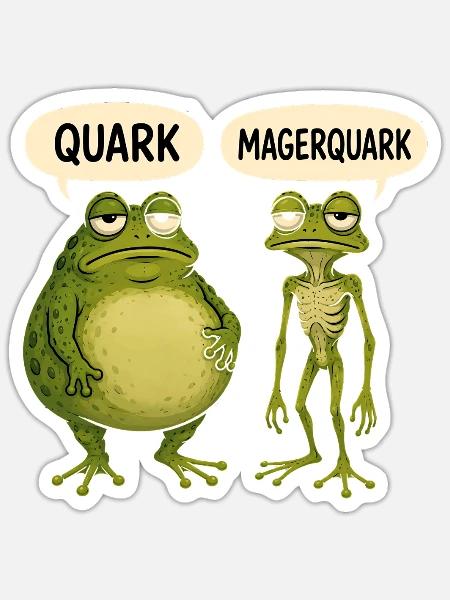 Quark Magerquark Lustige Frösche Für Froschfans - Sticker Größe S (10 x 10 cm) - Mattweiß