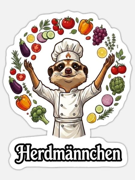 Herdmännchen Koch Gastronomie Beikoch Lustig - Sticker Größe S (10 x 10 cm) - Mattweiß