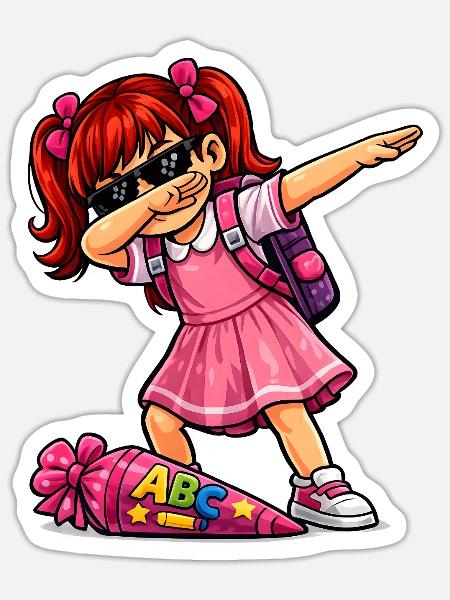 Dabbing ABC-Schützin rote Haare (Ginger) - Sticker Größe S (10 x 10 cm) - Mattweiß