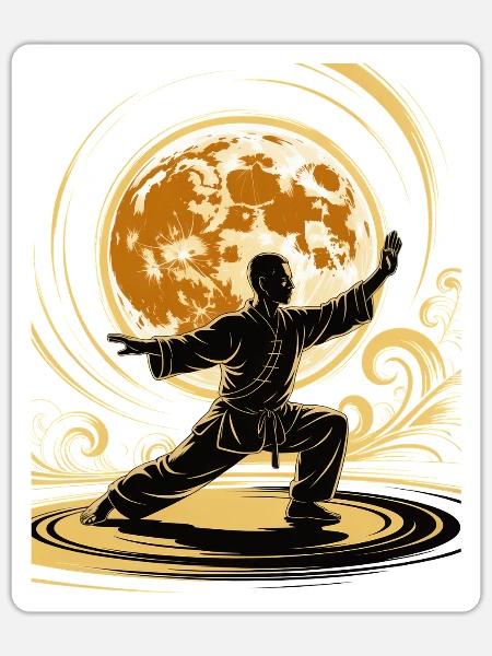 Tai Chi Zen Meditation – Chi Qigong Training - Sticker Größe S (10 x 10 cm) - Mattweiß