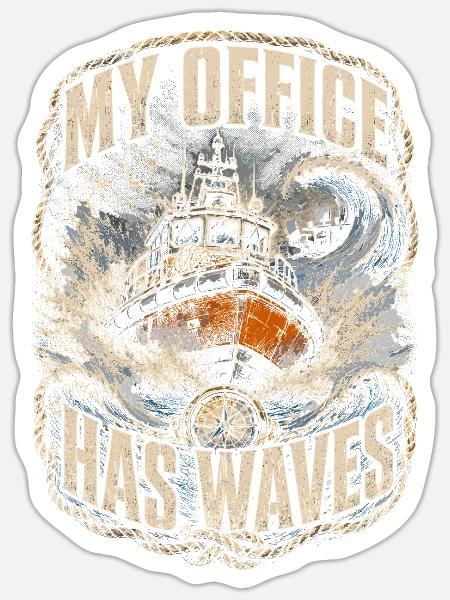 Küstenwache Rettungsschwimmer My Office Has Waves - Sticker Größe S (10 x 10 cm) - Mattweiß