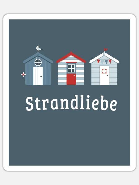 Strandliebe – Küstenposter Minimalistisch - Sticker Größe S (10 x 10 cm) - Mattweiß