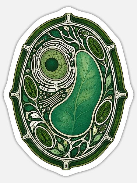Botanische Pflanzenzell-Buntglas-Illustration - Sticker Größe S (10 x 10 cm) - Mattweiß
