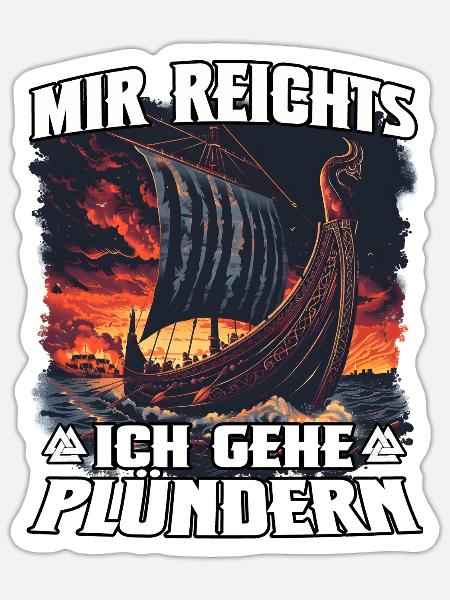 Vikingerschiff Plünderer Raid Motiv - Sticker Größe S (10 x 10 cm) - Mattweiß