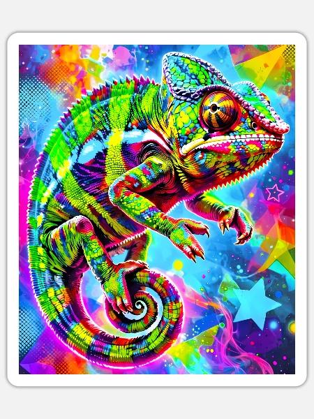Chamäleon - Sticker Größe S (10 x 10 cm) - Mattweiß