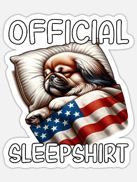 Pekinese US Schlafshirt - Sticker Größe S (10 x 10 cm) - Mattweiß