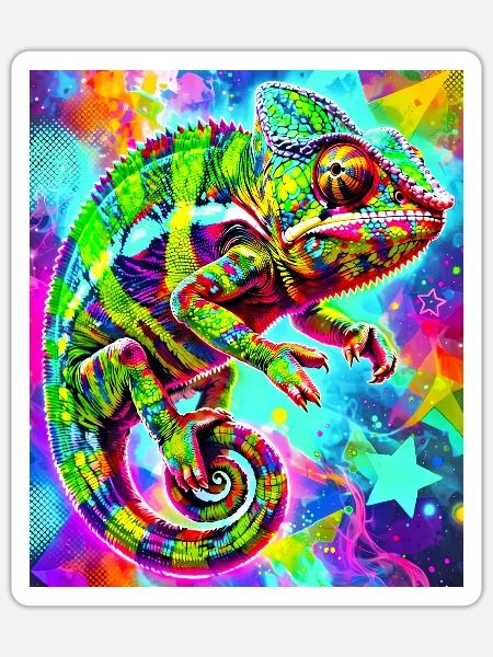Chamäleon - Sticker Größe S (10 x 10 cm) - Mattweiß