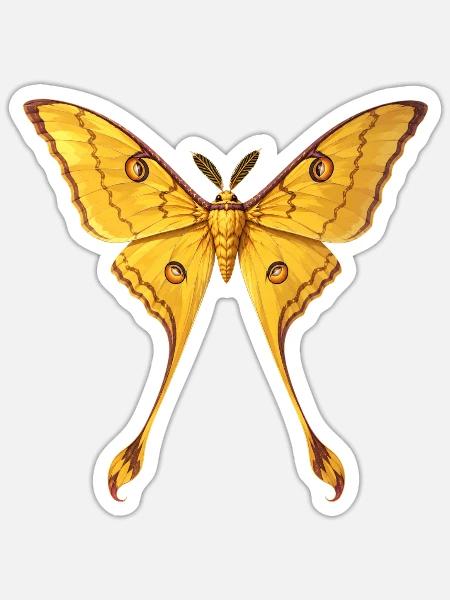 Comet Moth Argema Mittrei Anime-Stil - Sticker Größe S (10 x 10 cm) - Mattweiß