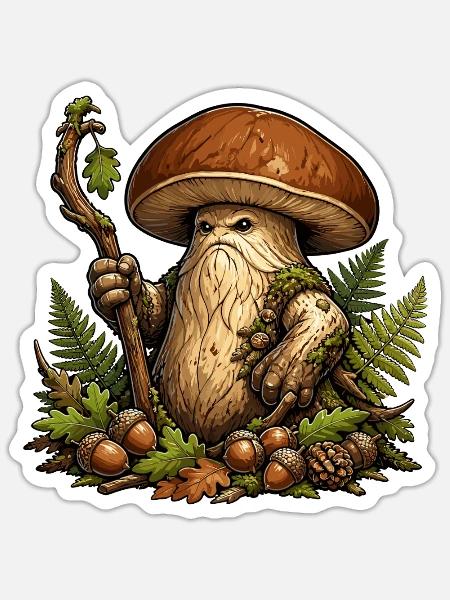 Mooshroom Wächter des Waldes - Sticker Größe S (10 x 10 cm) - Mattweiß