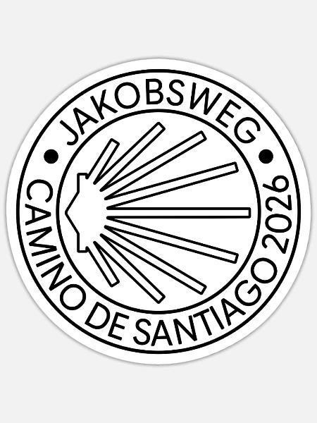 Camino de Santiago 2026 | Jakobsweg Stempel - Sticker Größe S (10 x 10 cm) - Mattweiß