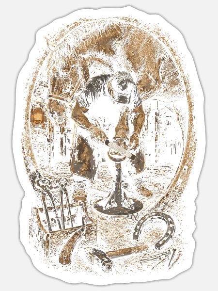 Hufschmied Hufschmiede - Sticker Größe S (10 x 10 cm) - Mattweiß
