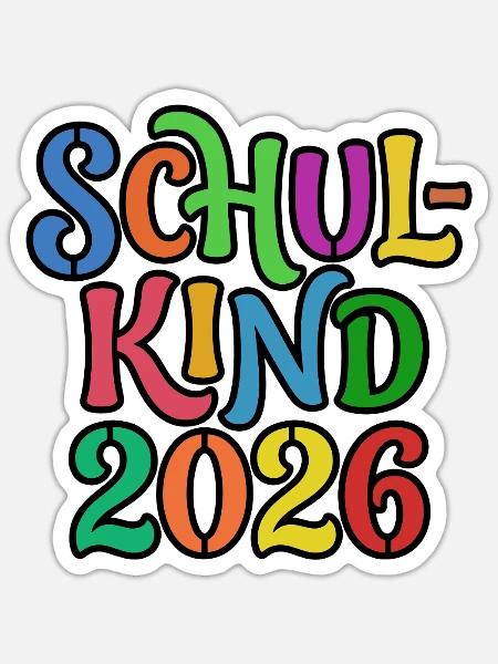 Schulkind 2026 Einschulung Erstklässler - Sticker Größe S (10 x 10 cm) - Mattweiß