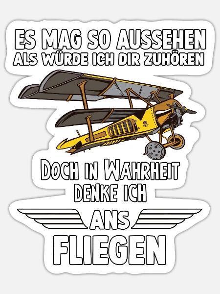 Hobbypiloten Geschenk Piloten - Sticker Größe S (10 x 10 cm) - Mattweiß