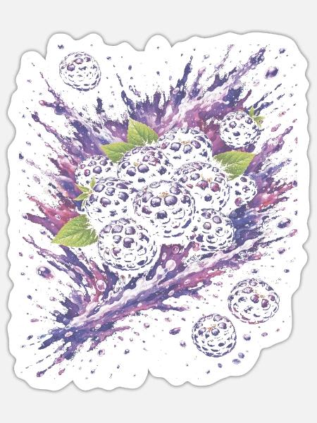 Brombeeren Wildfrucht Schwarze Spritzkunst - Sticker Größe S (10 x 10 cm) - Mattweiß