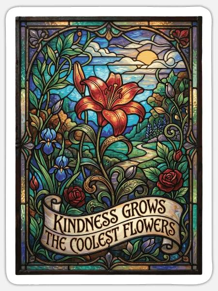 Kindness Grows The Coolest Flowers - Sticker Größe S (10 x 10 cm) - Mattweiß