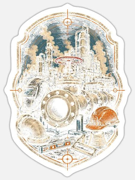 Rohrleger Rohrleitungsbauer - Sticker Größe S (10 x 10 cm) - Mattweiß