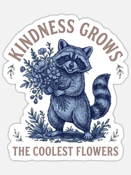 Kindness Grows The Coolest Flowers - Sticker Größe S (10 x 10 cm) - Mattweiß