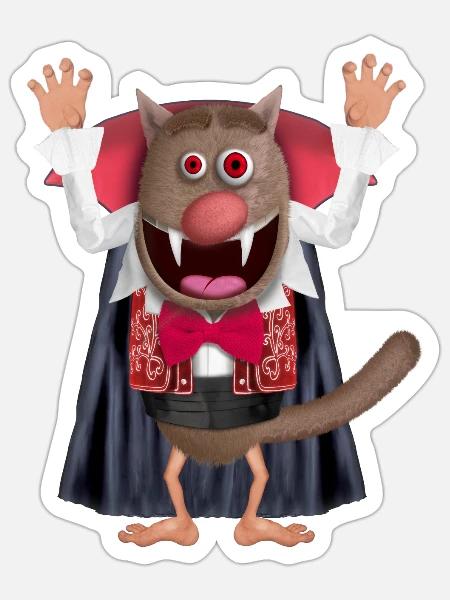 Fouvou-Vampir - Sticker Größe S (10 x 10 cm) - Mattweiß