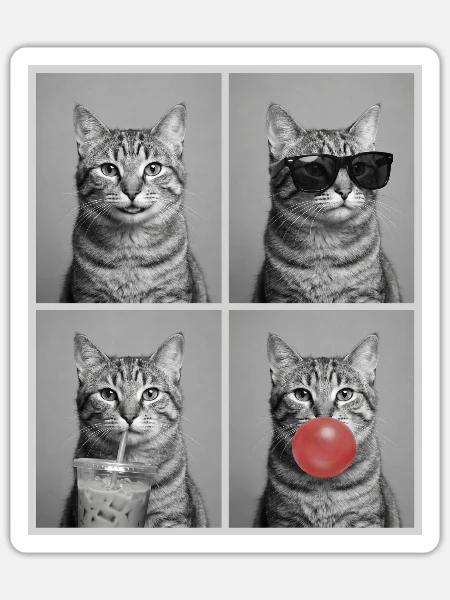 Katzen Pixie-Bob Katze - Sticker Größe S (10 x 10 cm) - Mattweiß