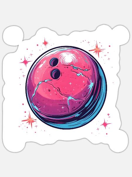 Cartoon Bowlingkugel - Sticker Größe S (10 x 10 cm) - Mattweiß