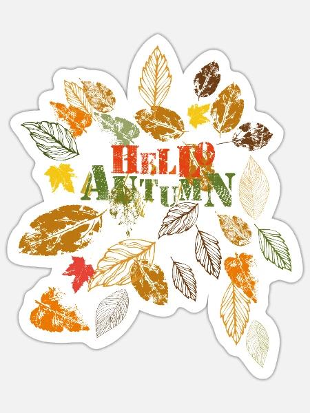 Hallo Herbst - Sticker Größe S (10 x 10 cm) - Mattweiß