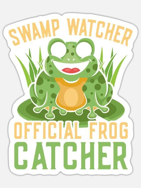 Frog Catcher Swamp Watcher Frog - Sticker Größe S (10 x 10 cm) - Mattweiß
