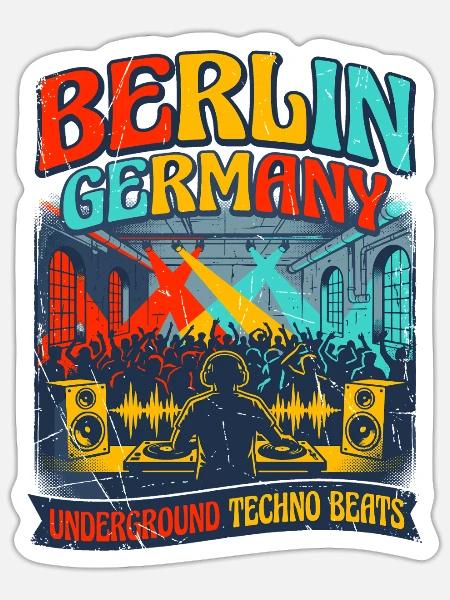 Berlin Germany Underground Techno Beats Music - Sticker Größe S (10 x 10 cm) - Mattweiß