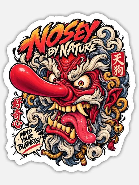 Nosey by Nature Oni Dragon - Sticker Größe S (10 x 10 cm) - Mattweiß