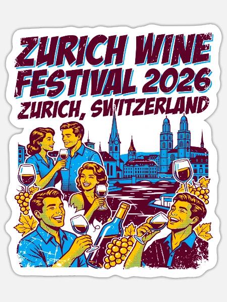 Zurich Wine Festival 2026 Celebration Event - Sticker Größe S (10 x 10 cm) - Mattweiß
