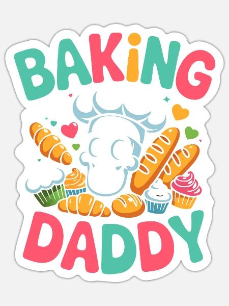 Bäcker Daddy Totenkopf - Sticker Größe S (10 x 10 cm) - Mattweiß