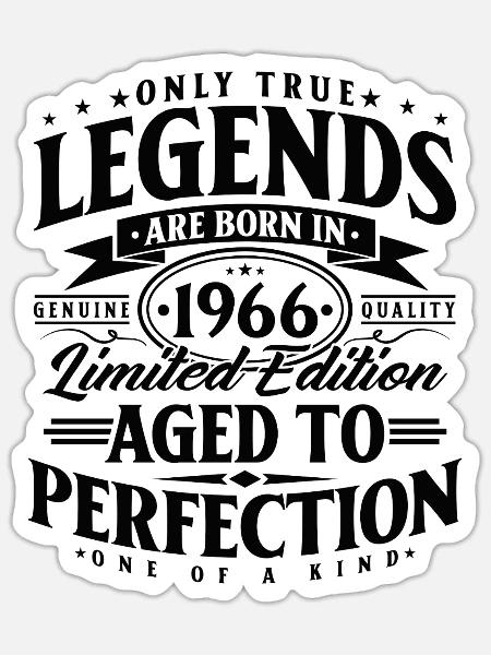 1966 Jahrgang geboren Geburtstag Vintage Geschenk - Sticker Größe S (10 x 10 cm) - Mattweiß